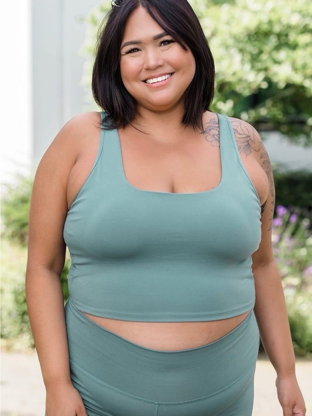 Get it Twisted Crop Bra (NWOT) Sage, Size Small *stretchy